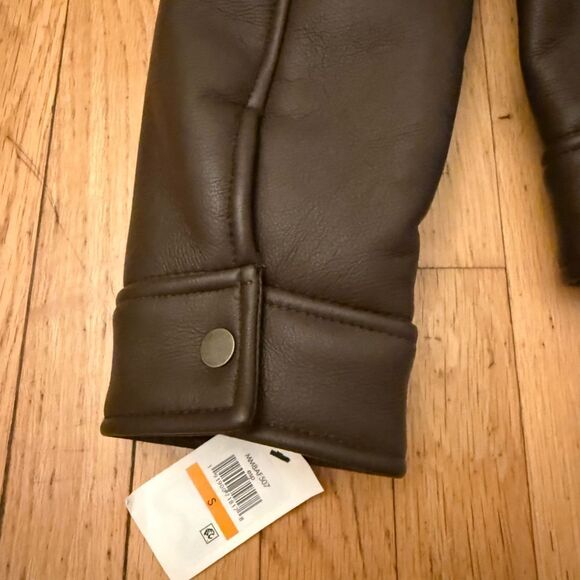 Andrew Marc Men's Faux Leather Sherling Jacket, Espresso (Maxton) NWT - Picture 9 of 10